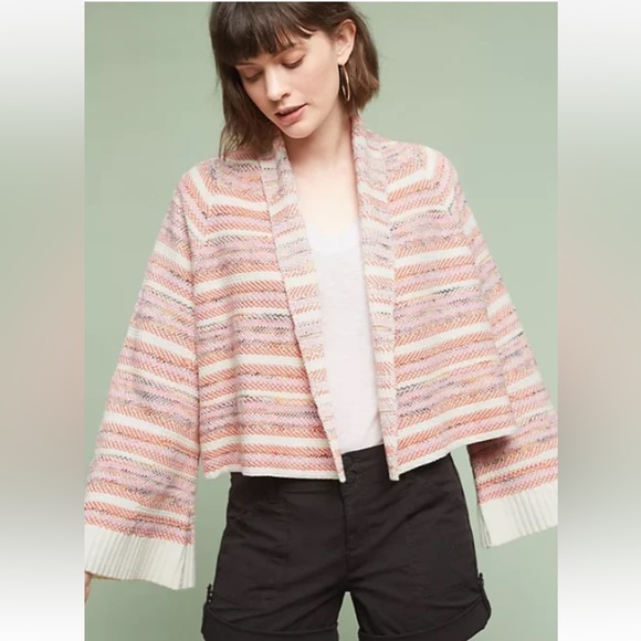 ANTHROPOLOGIE Moth Mahalia Kimono Cream/White Knit Cardigan - L - Picture 16 of 16
